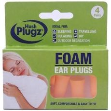 Hush Plugz Foam Ear Plugs 4 Pairs