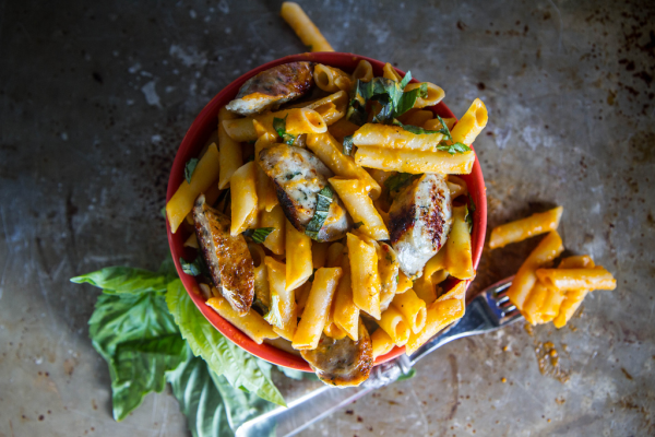 Gluten Free Recipe: Creamy Sundried Tomato and Spicy Chicken Sausage Pasta